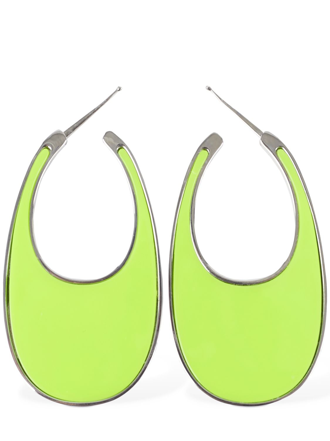 Coperni Large Lacquered Swipe Earrings In Green