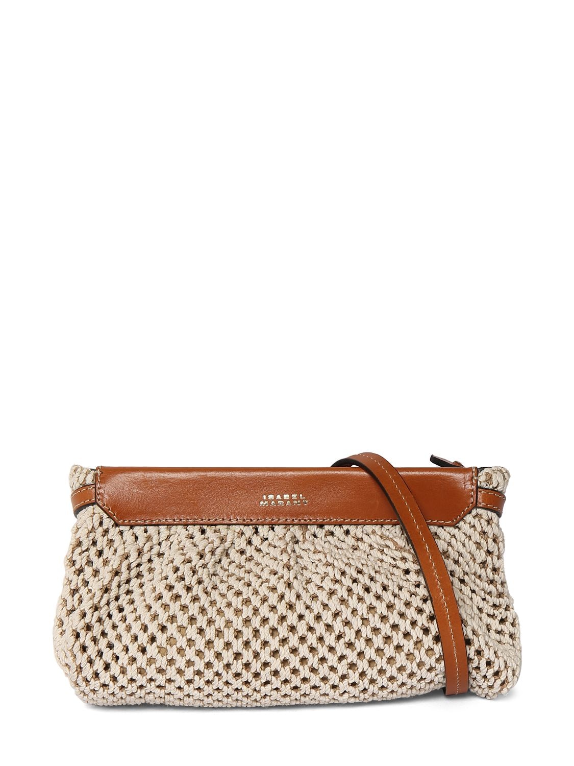 ISABEL MARANT LUZ SMALL LEATHER & COTTON CLUTCH