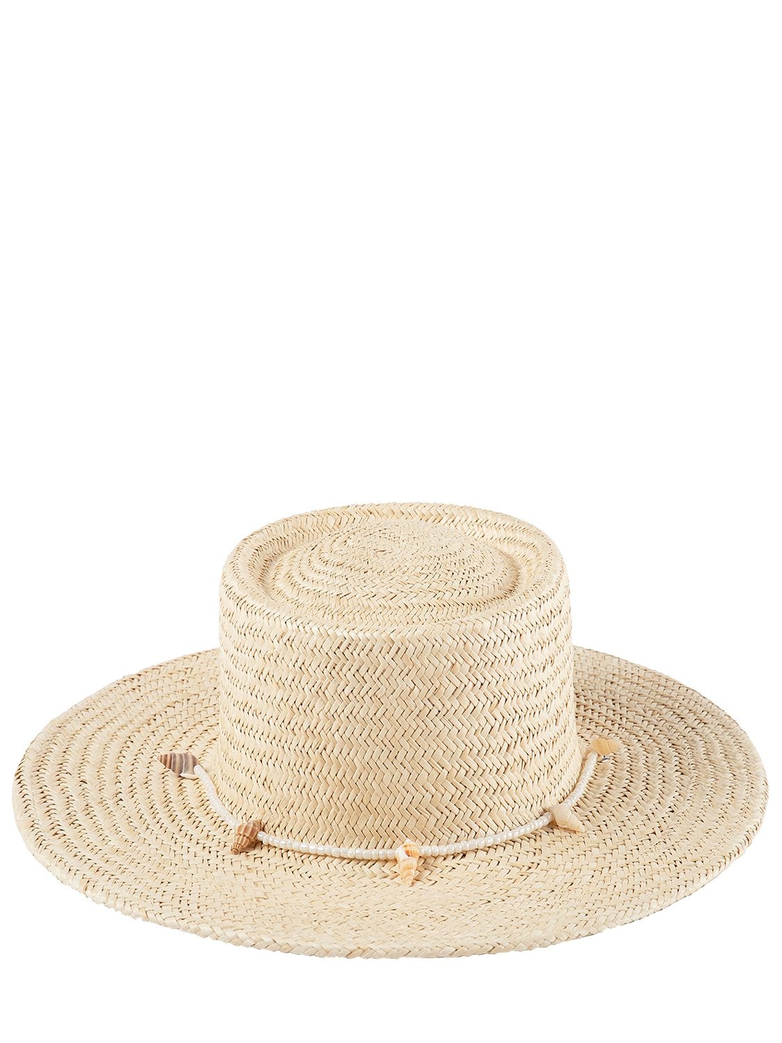 LACK OF COLOR SEASHELLS BOATER STRAW HAT