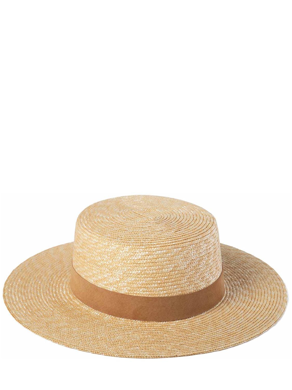Shop Lack Of Color The Spencer Boater Straw & Suede Hat In Natural,camel