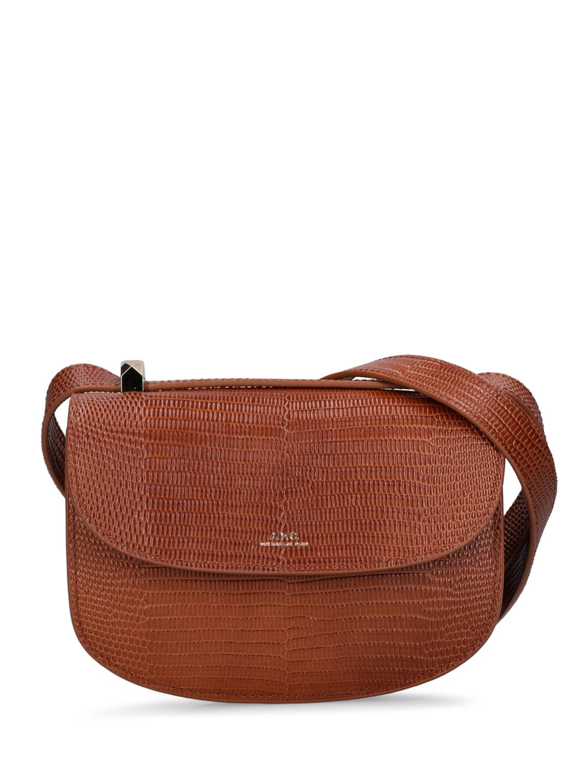 A.P.C. Grace Lizard-effect Leather Shoulder Bag in Brown