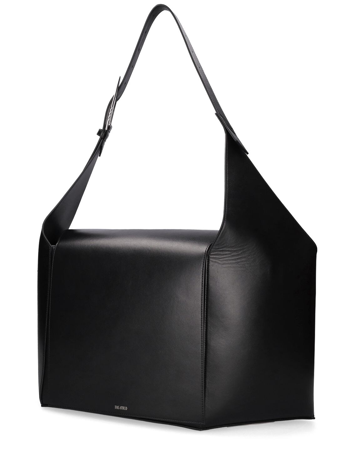 12 PM Large Leather Shoulder Bag in Black - The Attico