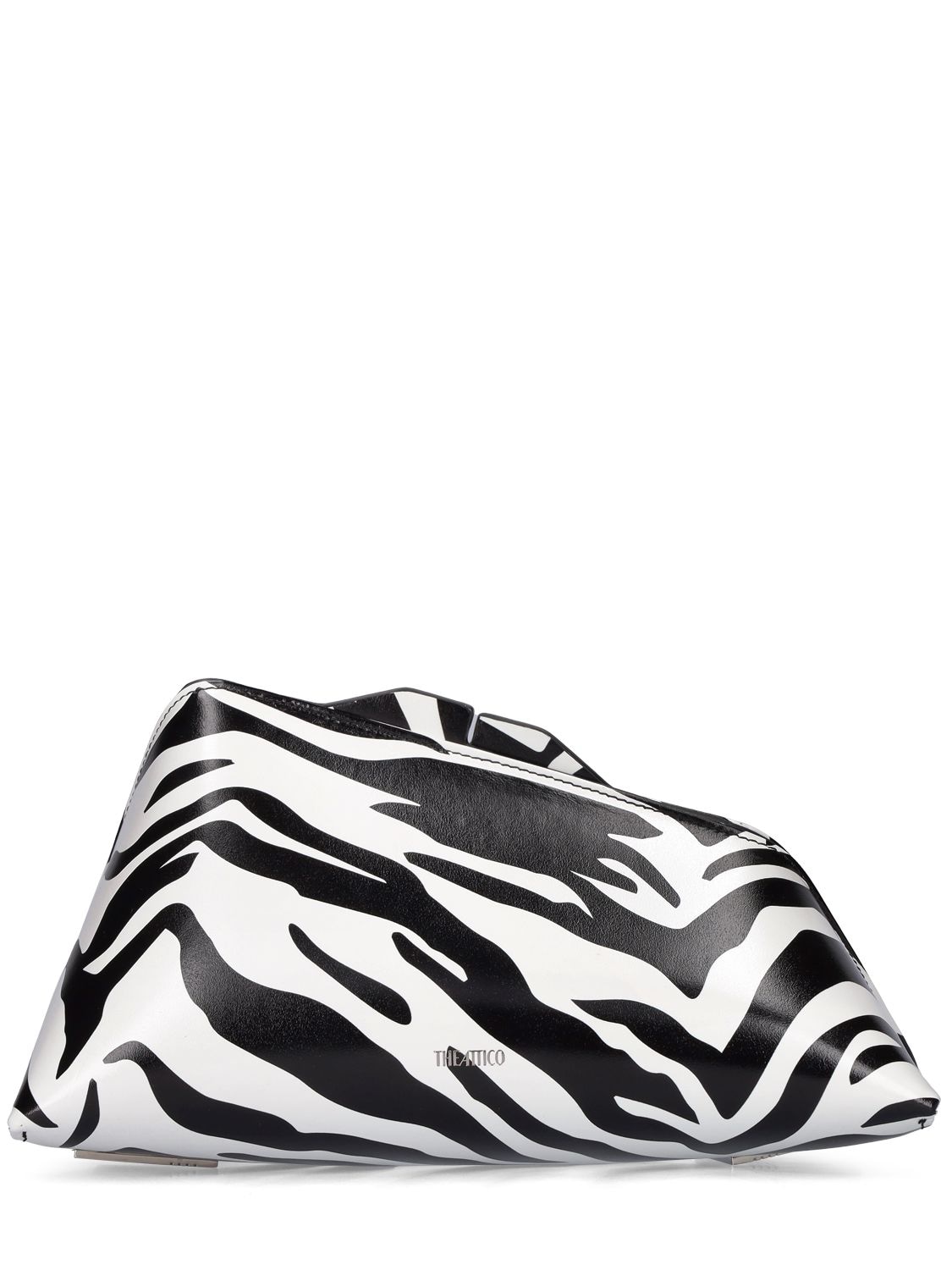 Attico 8.30 Pm Zebra Printed Leather Clutch In White,black