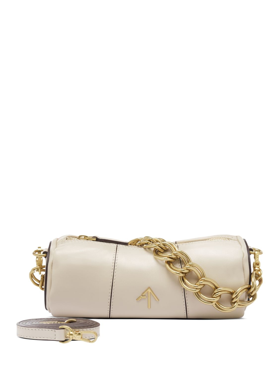 Manu Atelier Xx Mini Cylinder Leather Shoulder Bag In Ivory