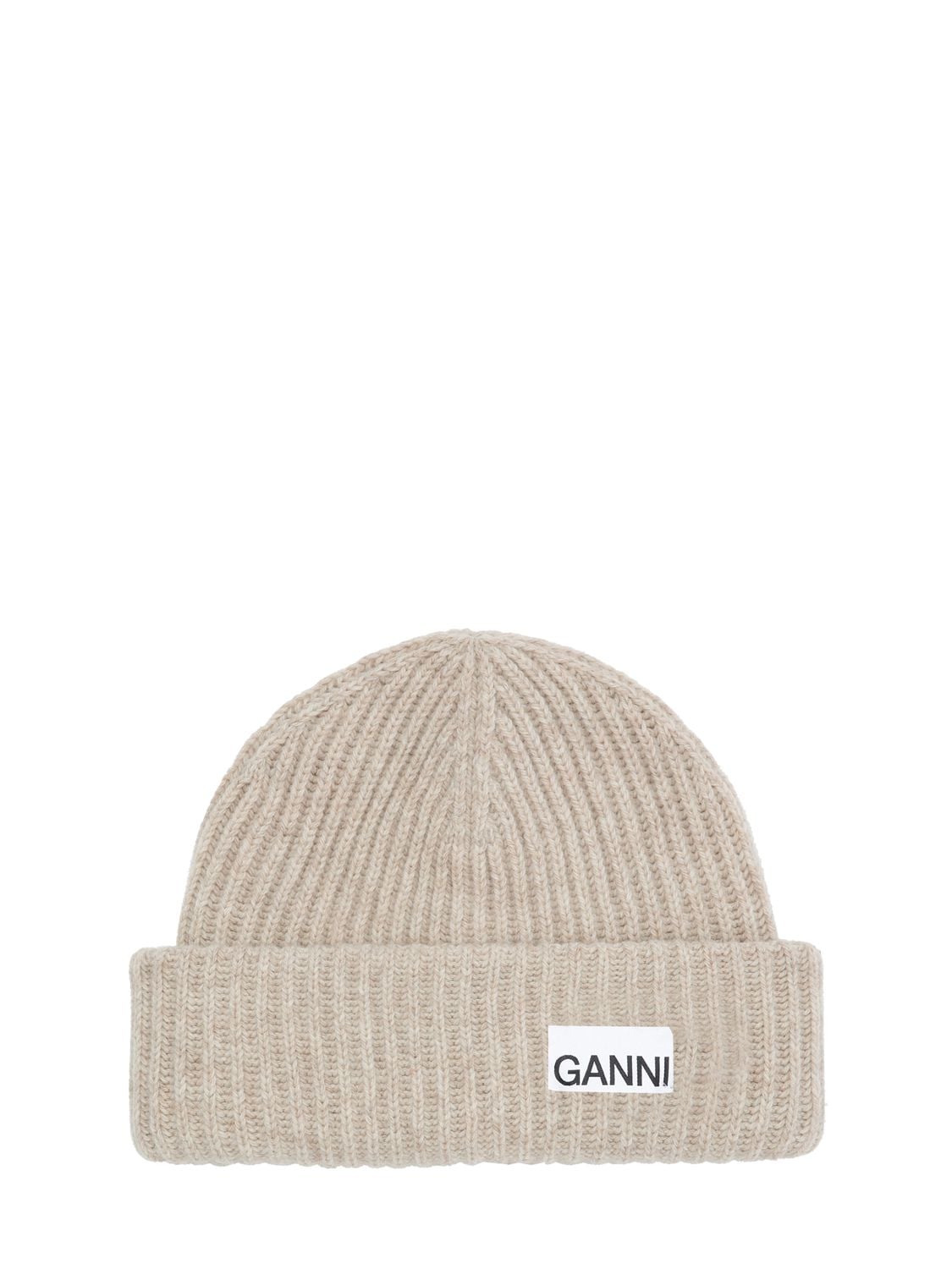 Ganni Structured Ribbed Beanie In Brazilian Sand