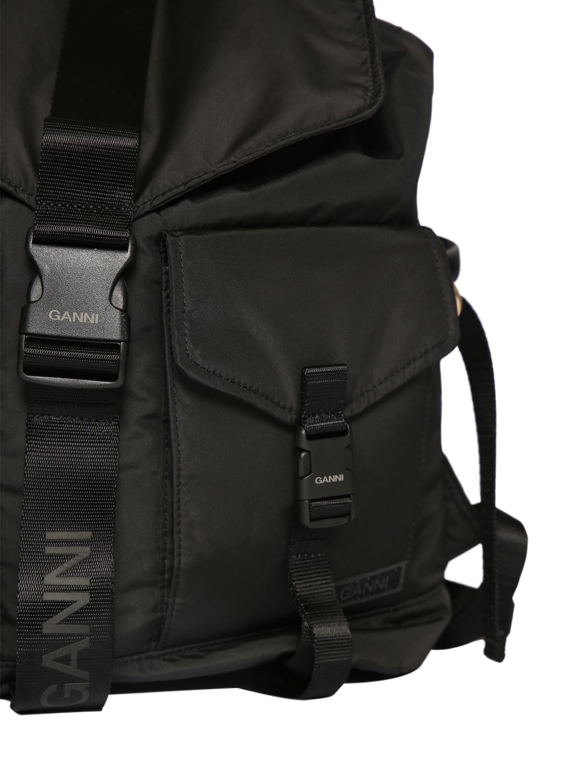 Shop Ganni Recycled Tech Backpack In Black