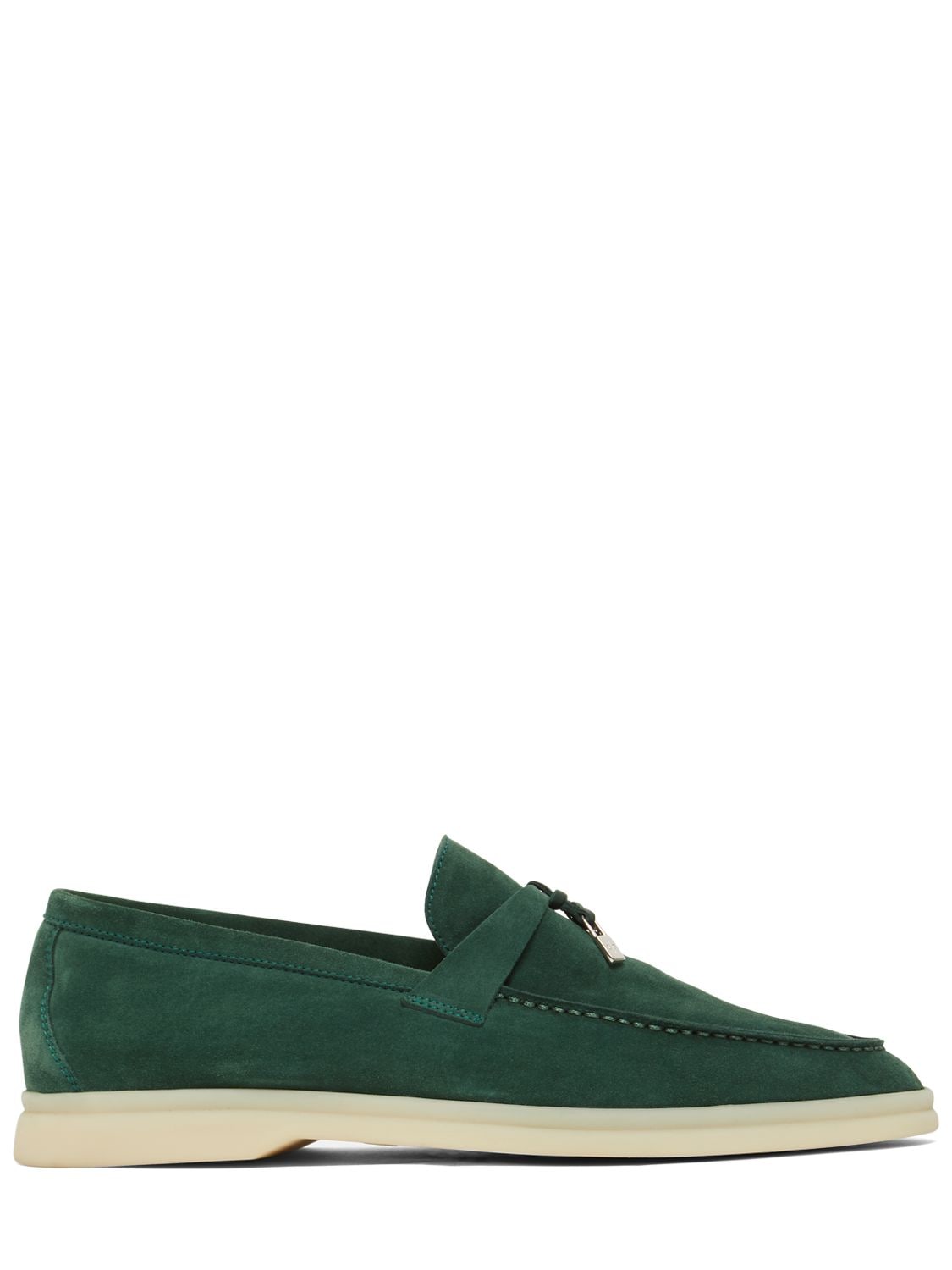 Loro Piana 10mm Summer Charms Walk Suede Loafers In Green