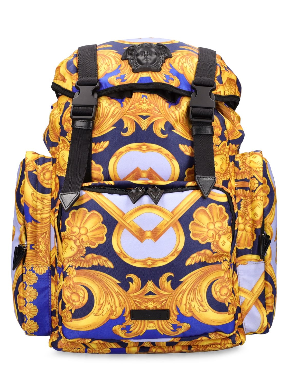 Versace Heritage Print Nylon Backpack In Orange