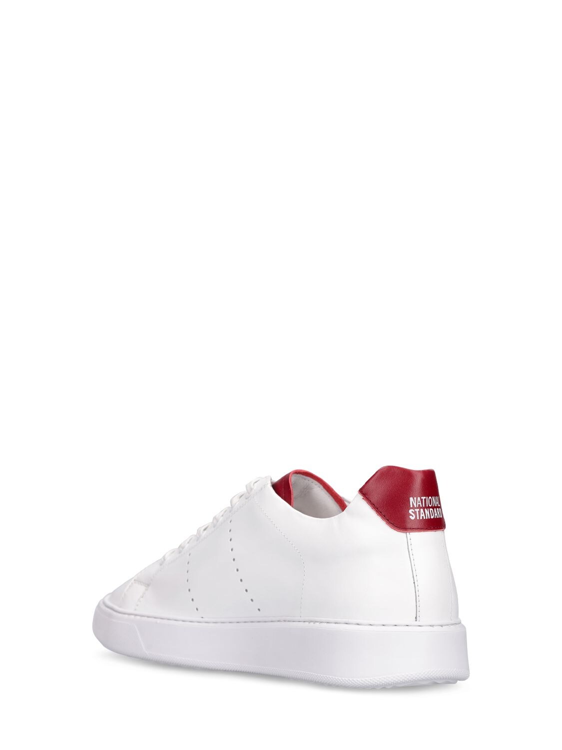 National Standard Edition 9 Leather Low Sneakers In White,red