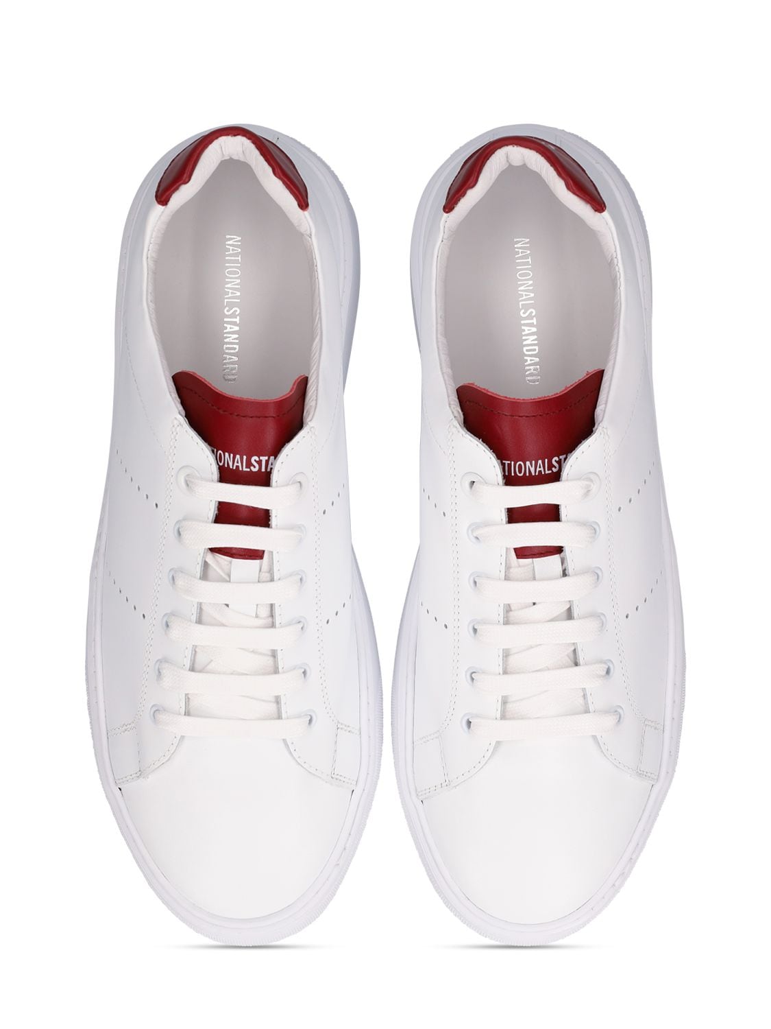 National Standard Edition 9 Leather Low Sneakers In White,red