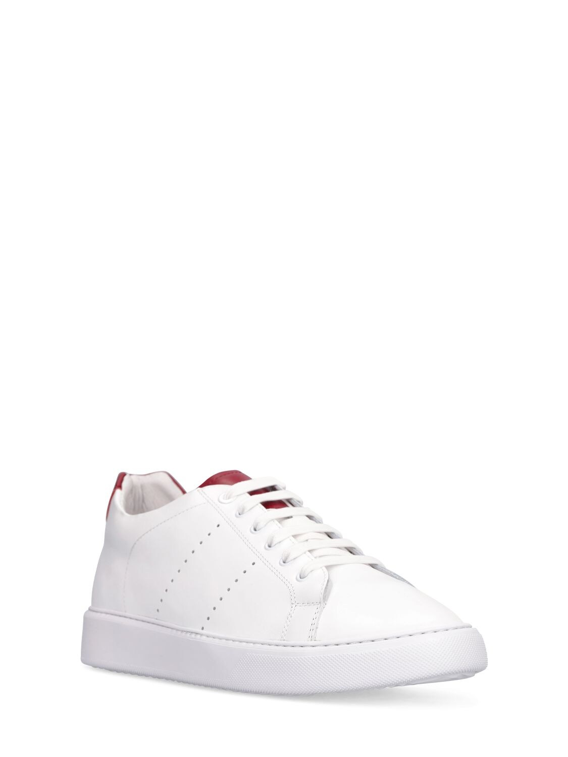 National Standard Edition 9 Leather Low Sneakers In White,red