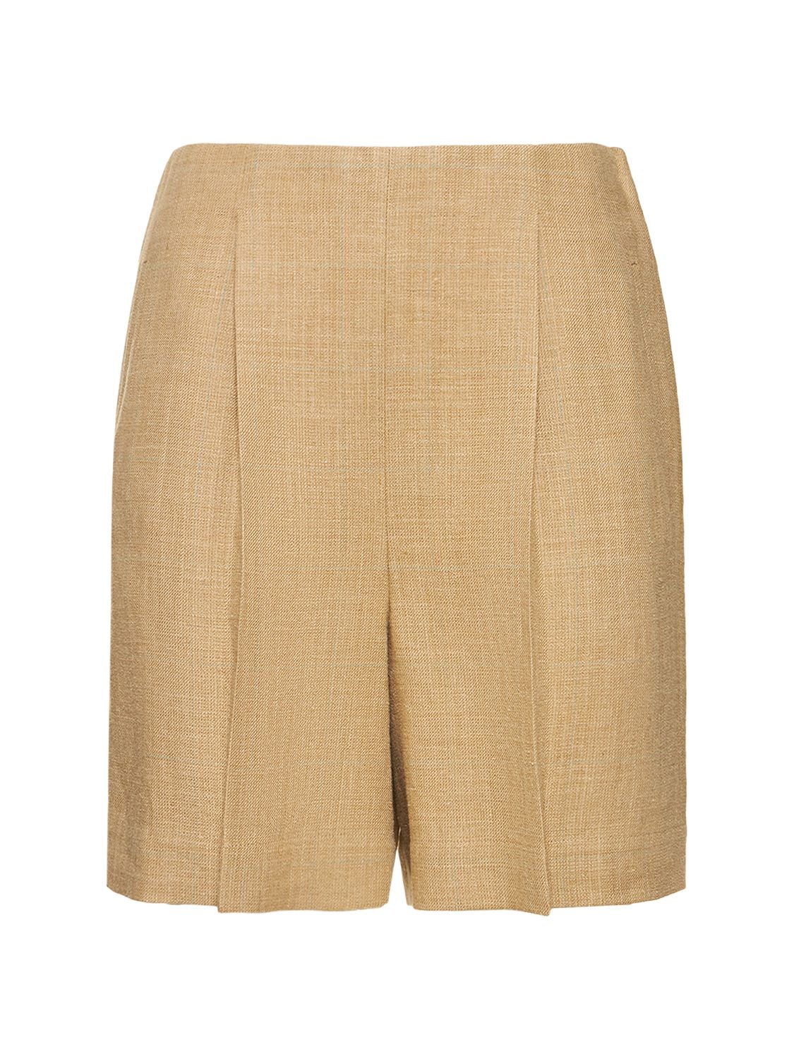 RALPH LAUREN AINSWORTH SILK & LINEN MID RISE SHORTS