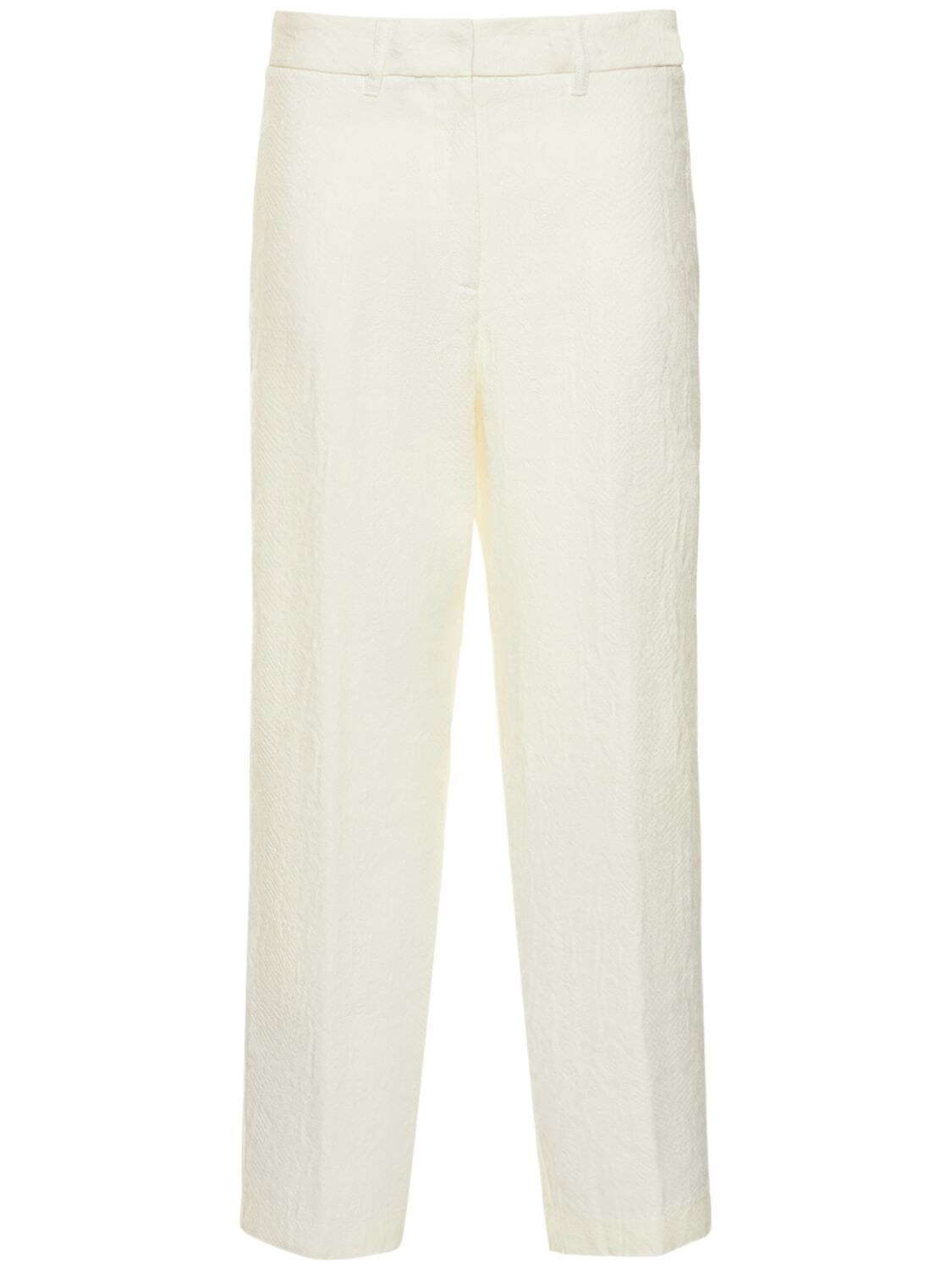 FORTE FORTE STRUCTURED LINEN CREPE JACQUARD trousers