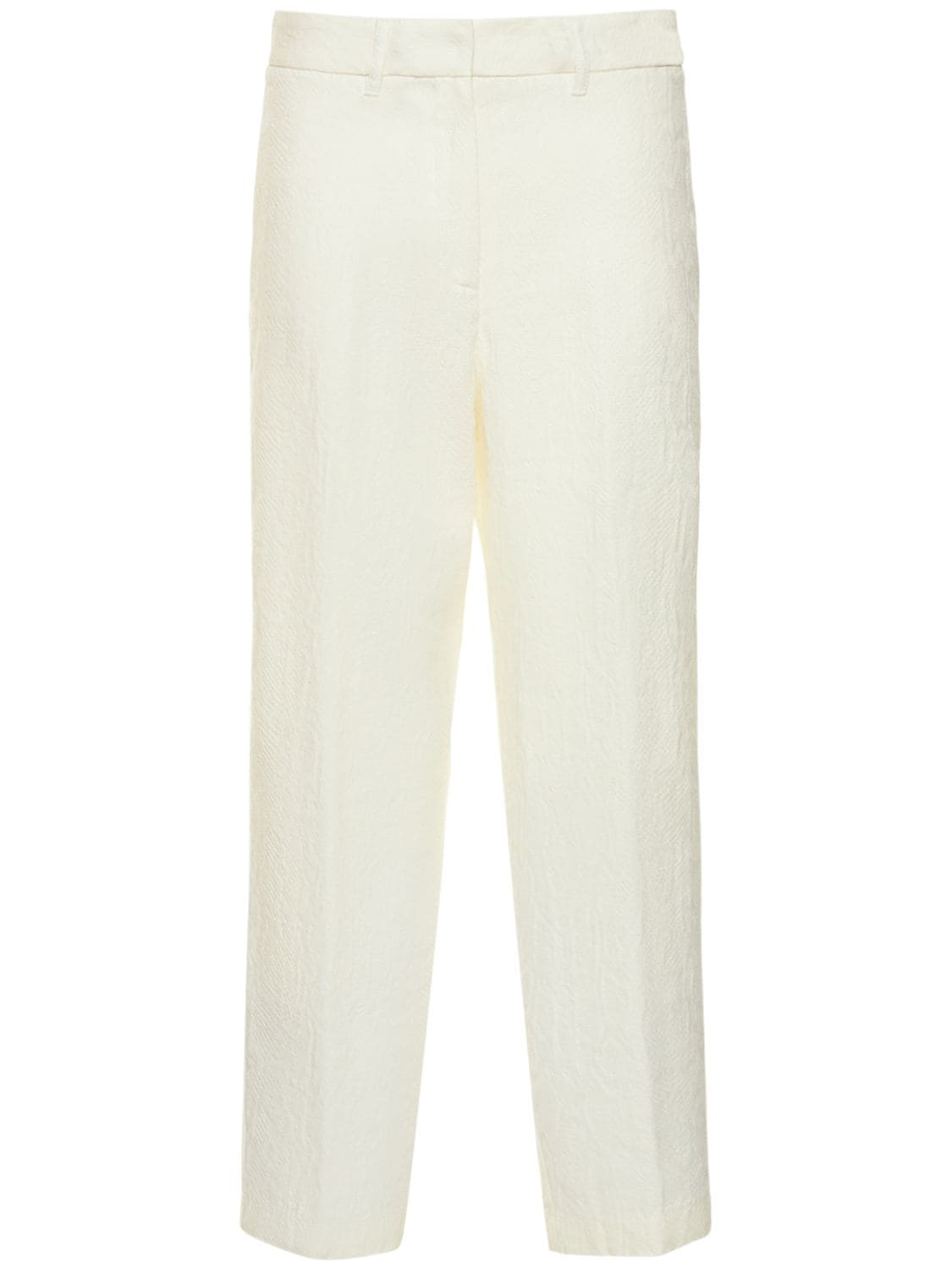 FORTE FORTE STRUCTURED LINEN CREPE JACQUARD PANTS