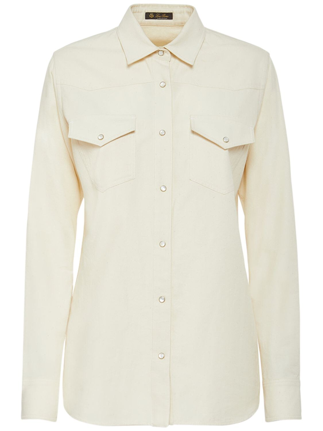 Loro Piana Cam Yelena Okayama Chambray Button-down Shirt In Rice Milk