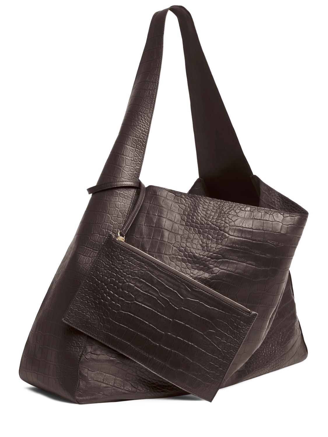 Peter Do Soft Croc Embossed Leather Tote Bag In Brown Croc