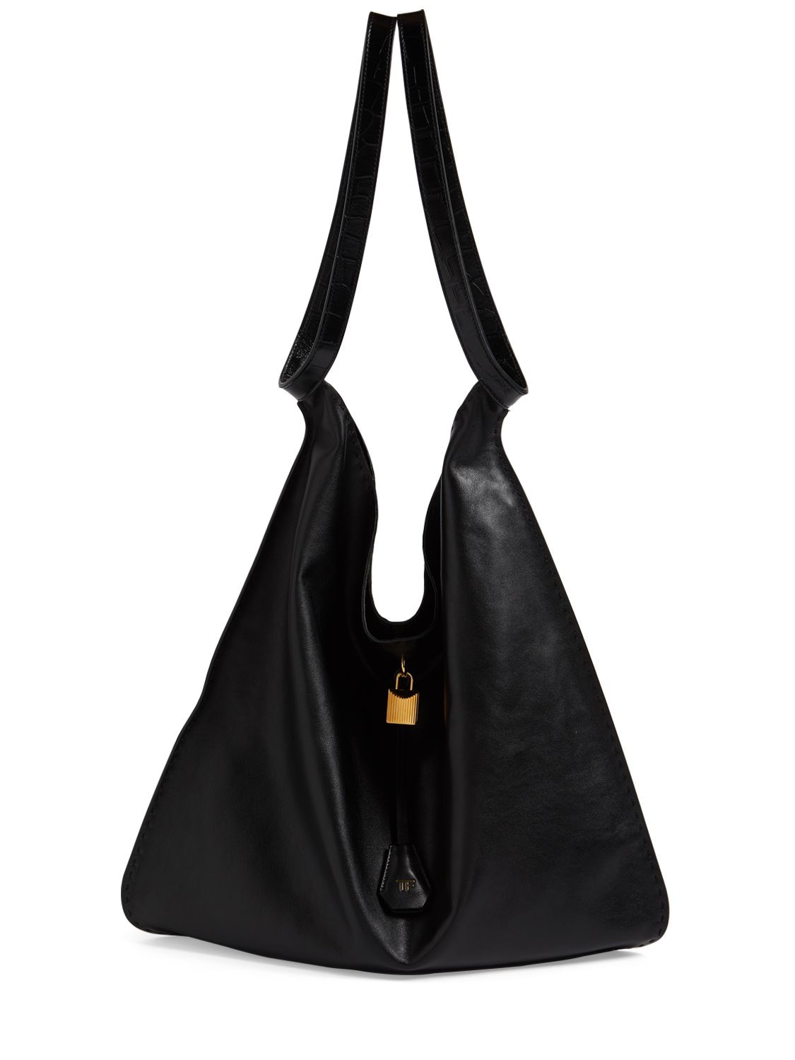 Tom Ford Large Padlock Leather Shoulder Bag In Black