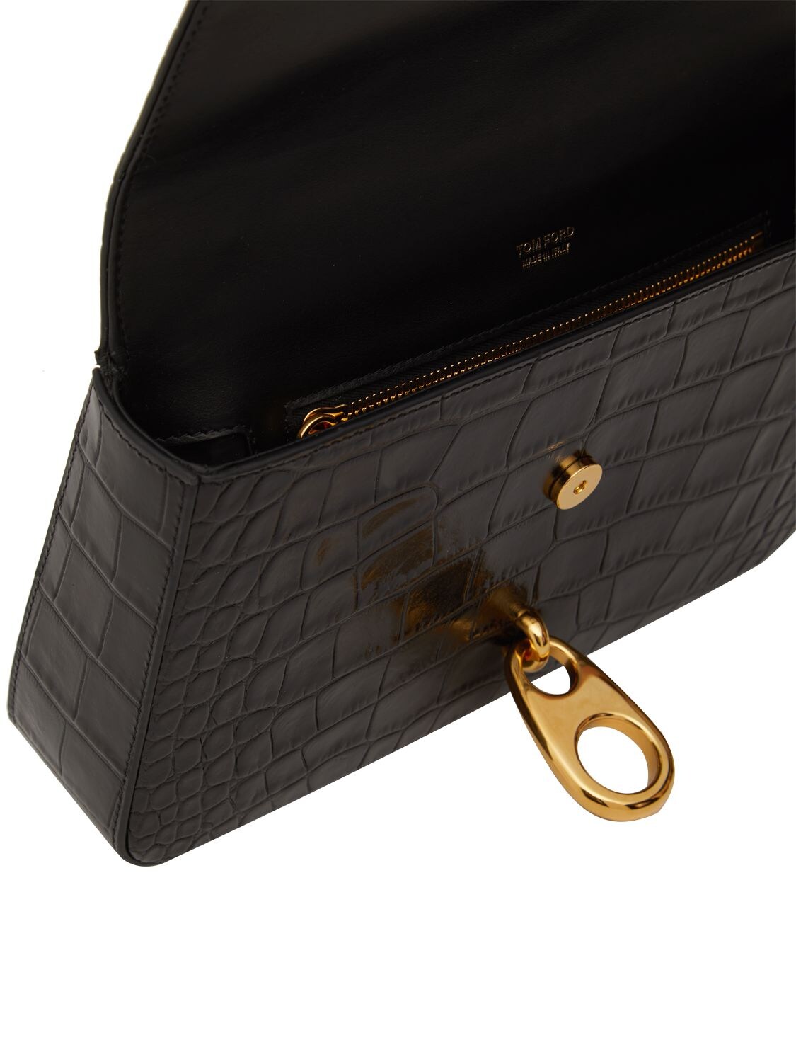 Tom Ford Medium Carine Croc Embossed Shoulder Bag In Black | ModeSens