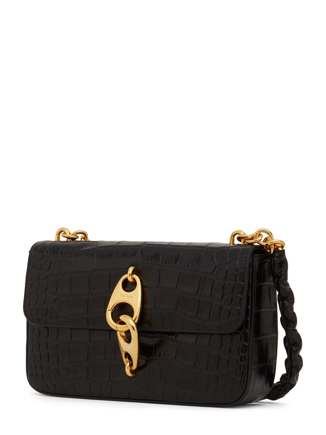 Tom Ford Medium Carine Croc Embossed Shoulder Bag In Black | ModeSens