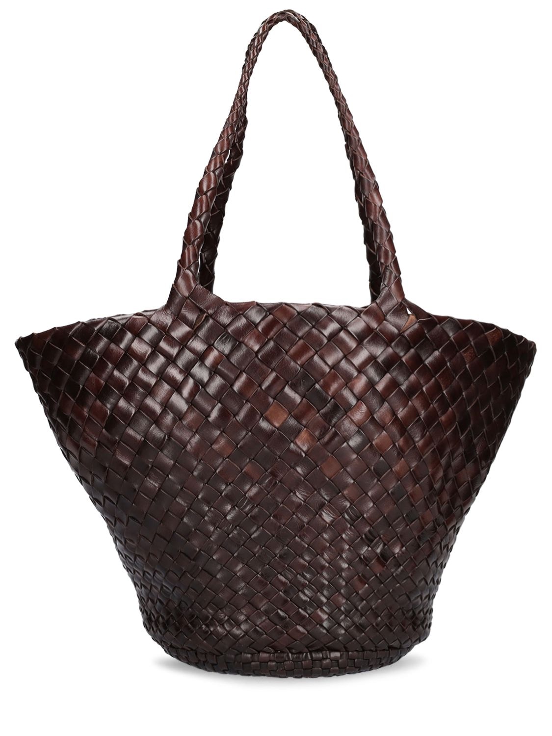 Dragon Diffusion Egola Hand-braided Leather Tote Bag In Dark Brown
