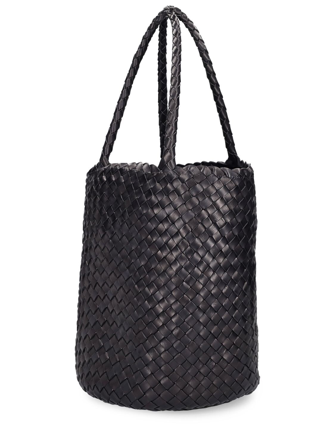 Shop Dragon Diffusion Hand Braided Leather Straps Basket Bag In Black