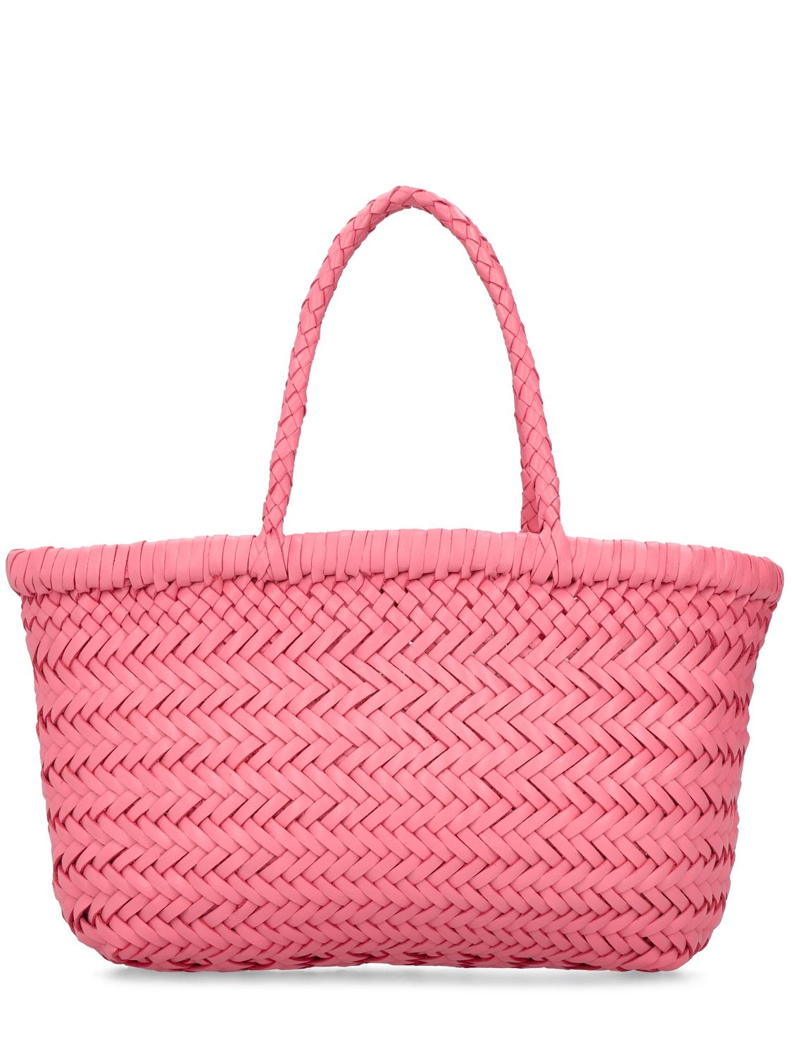 Dragon Diffusion Mini Flat Gora Leather Basket Bag In Pink