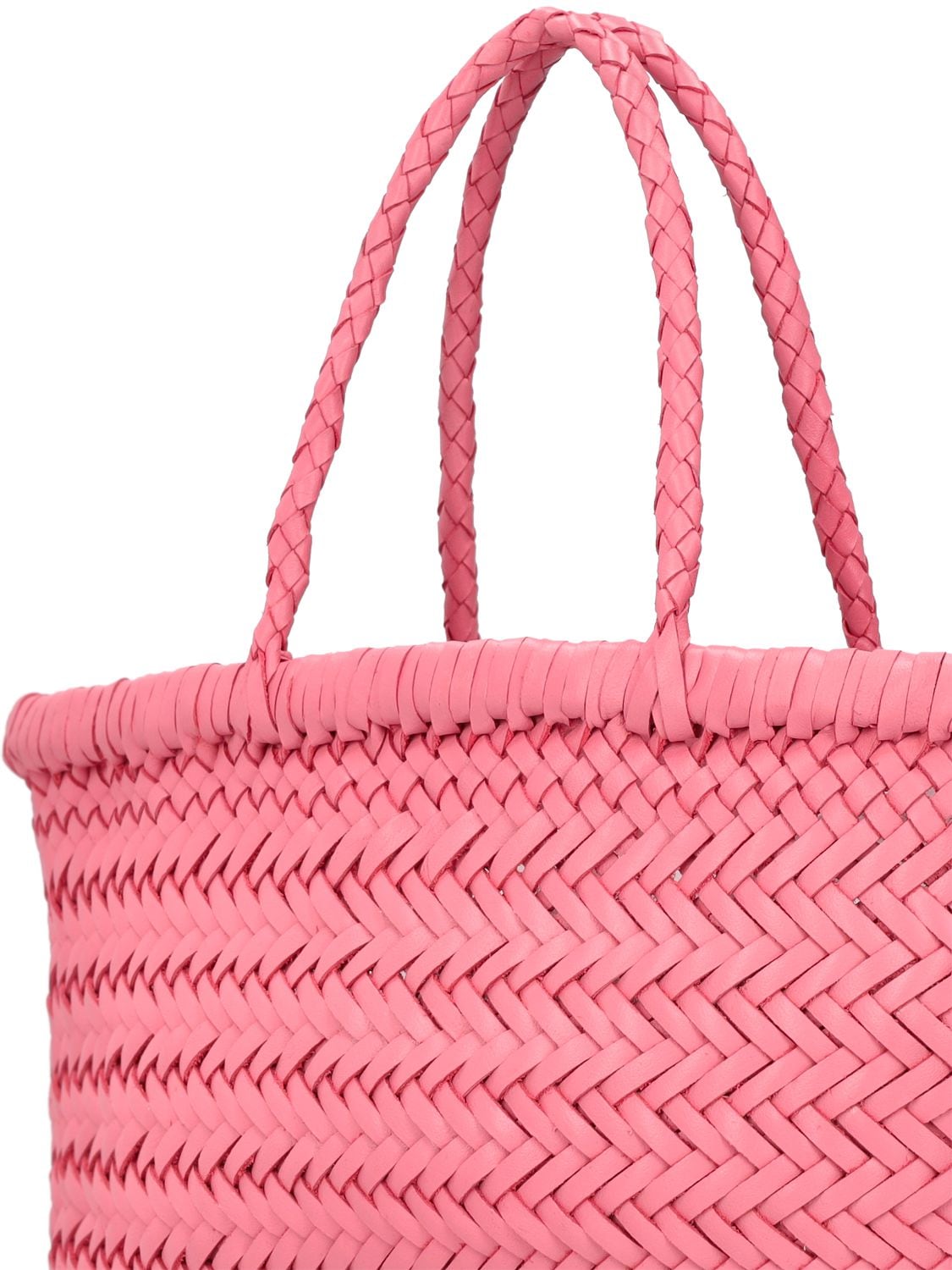 Shop Dragon Diffusion Mini Flat Gora Leather Basket Bag In Pink