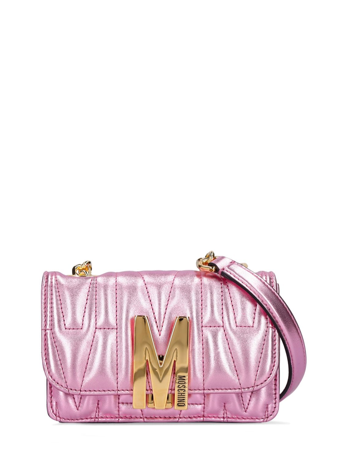 Moschino Quilted Leather Shoulder Bag In Pink