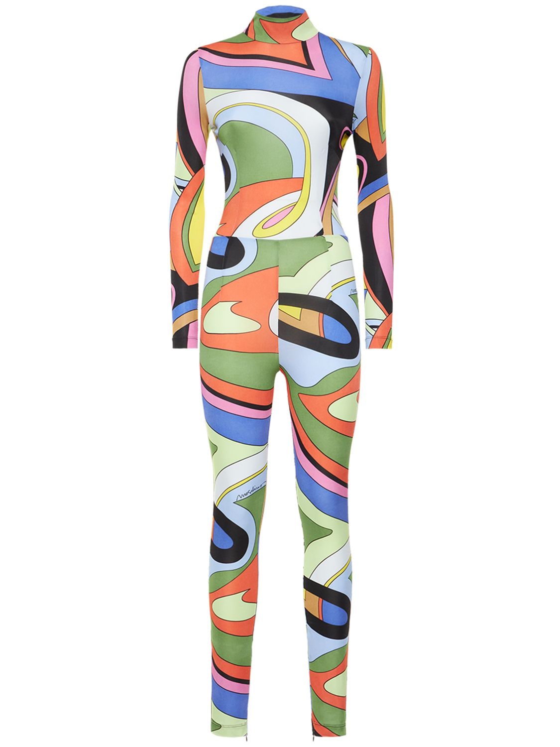 Moschino Long Sleeve Printed Viscose Jumpsuit In Multi