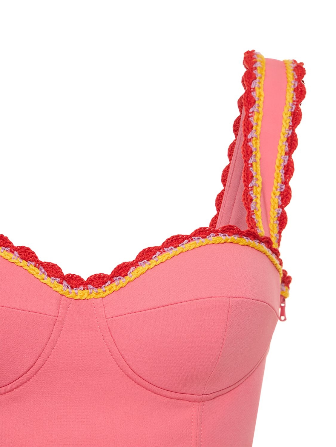 Moschino Viscose Cady Bralette Cropped Top In Pink