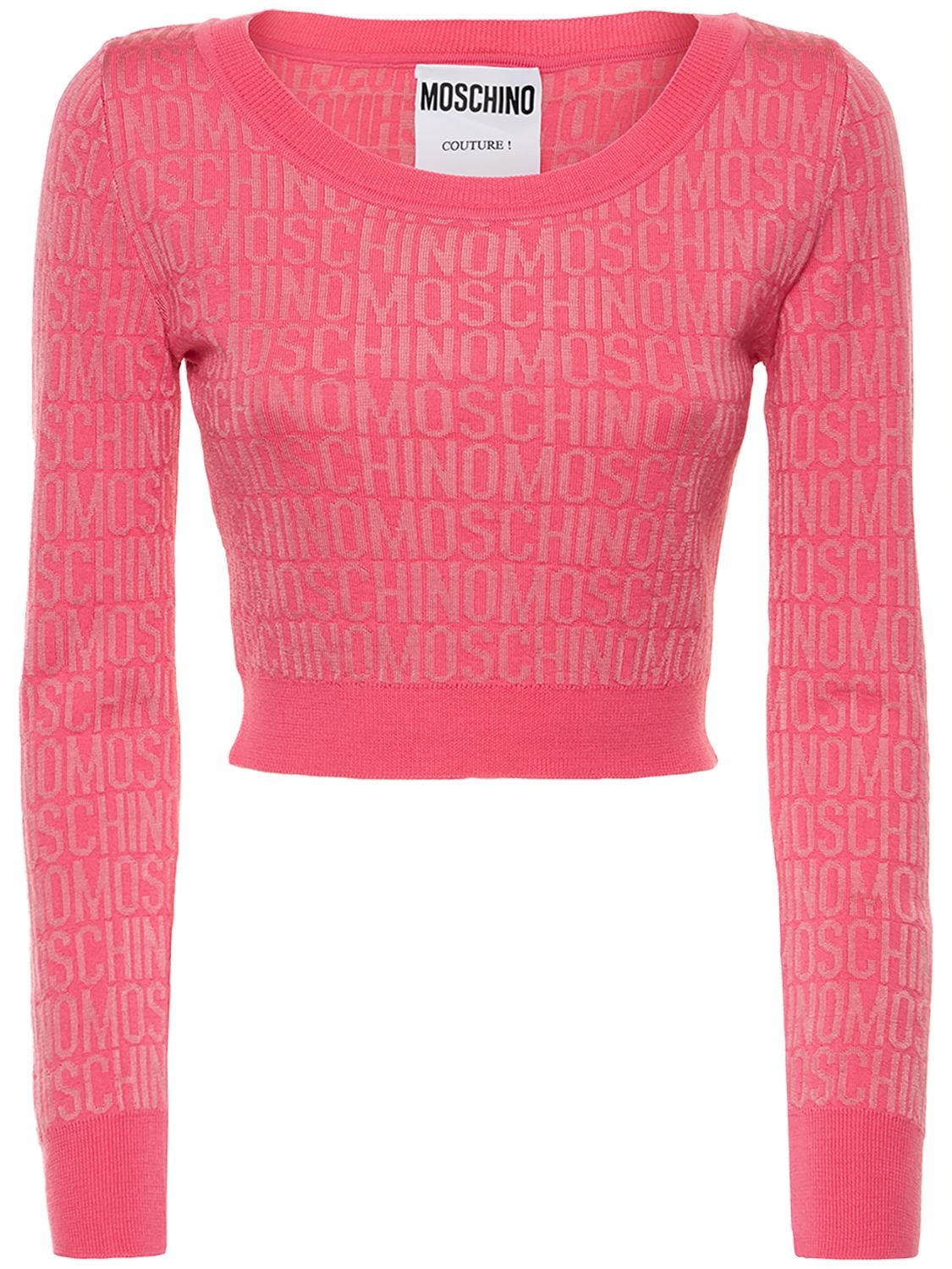 Wool Knit Jacquard Logo Sweater – WOMEN > CLOTHING > TOPS
