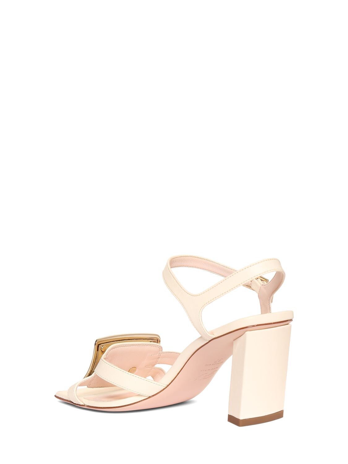 Shop Roger Vivier 75mm Belle Vivier Leather Sandals In Off White