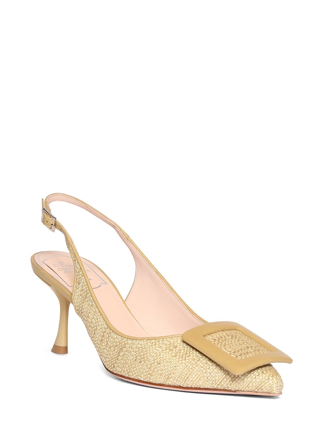 Shop Roger Vivier 65mm Viv In The City Slingback In Beige,brown