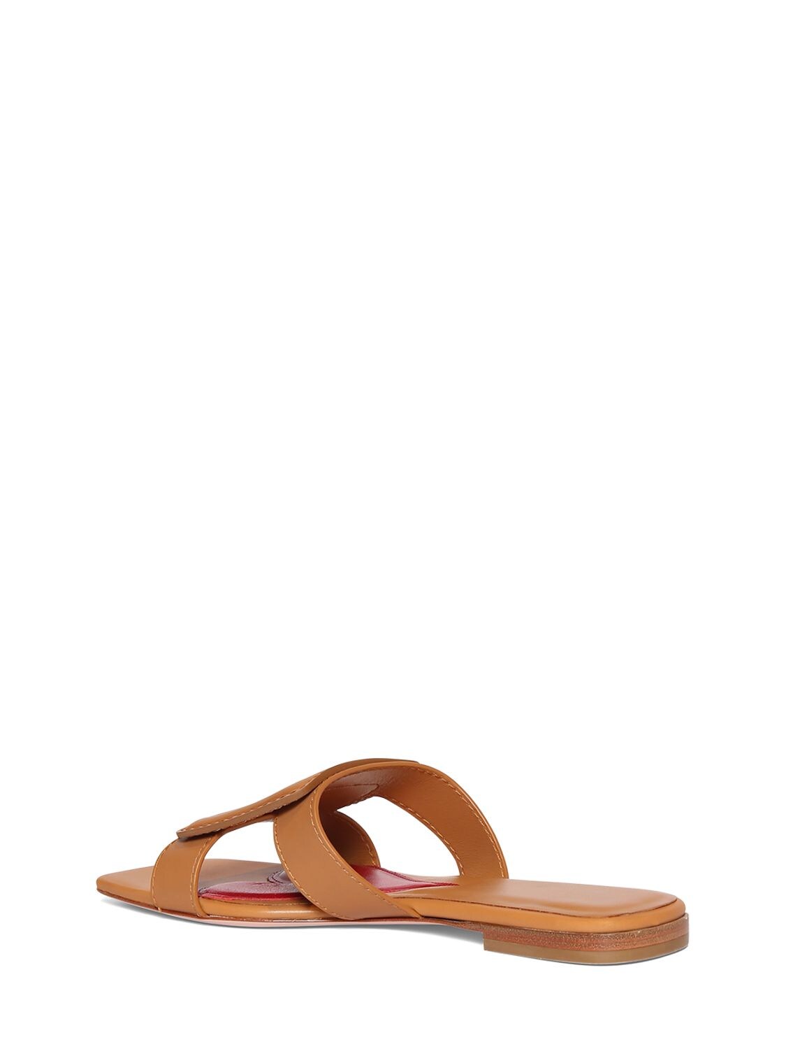 Shop Roger Vivier 10mm Covered Buckle Leather Mules In Tan