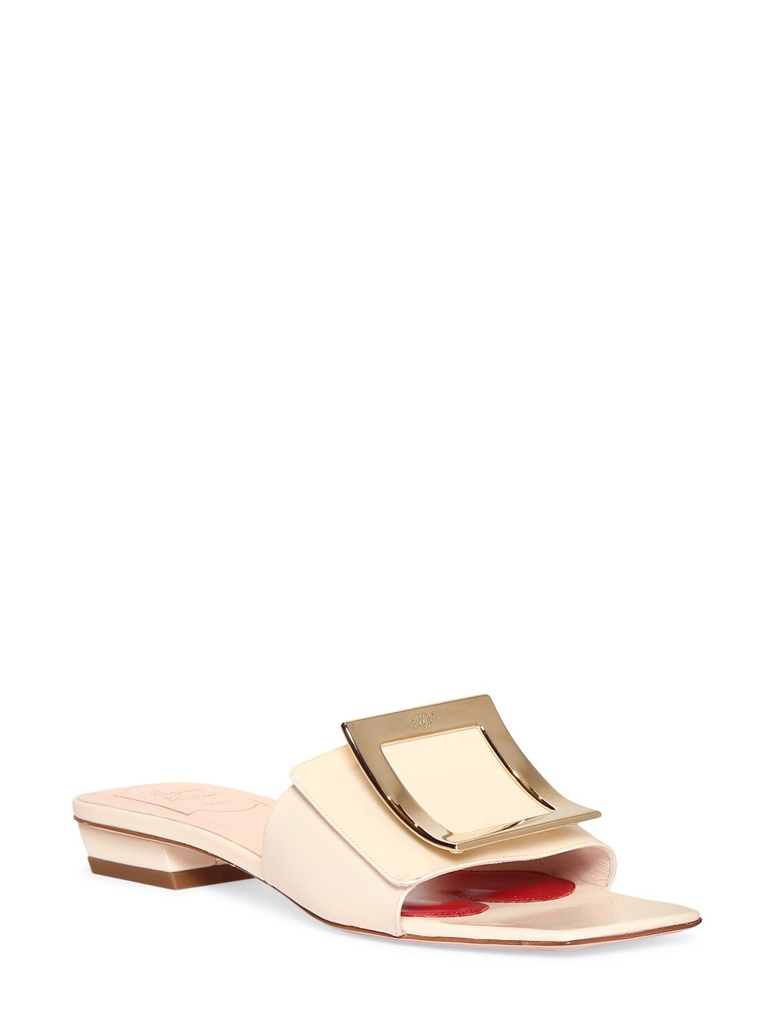 Shop Roger Vivier 25mm Biki Love Patent Leather Mules In Off White