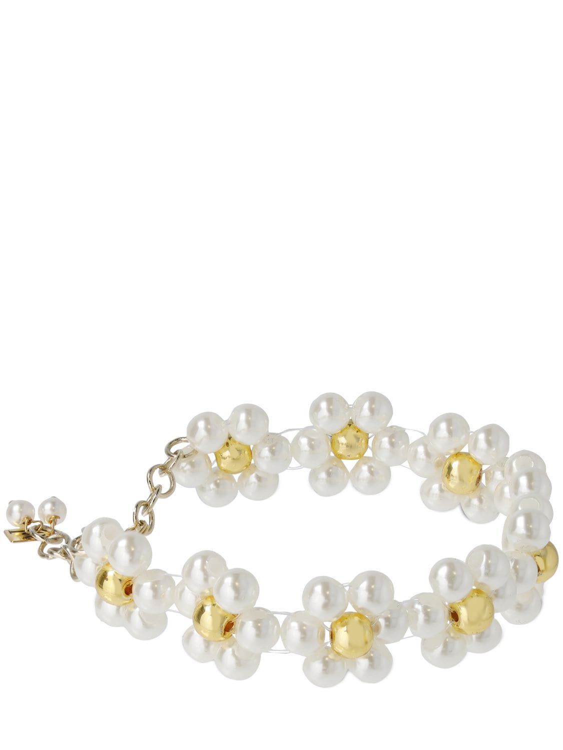 Shop Rosantica Mughetto Faux Pearl Bracelet In White,gold