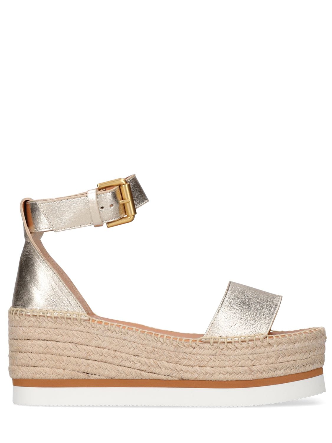 Image of 80mm Glyn Leather Espadrille Wedges