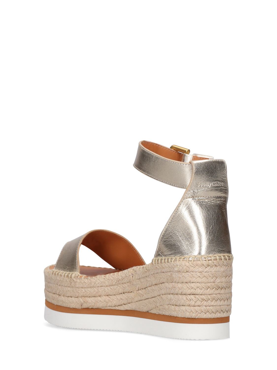 Shop See By Chloé 80mm Glyn Canvas Espadrille Wedges In White,brown