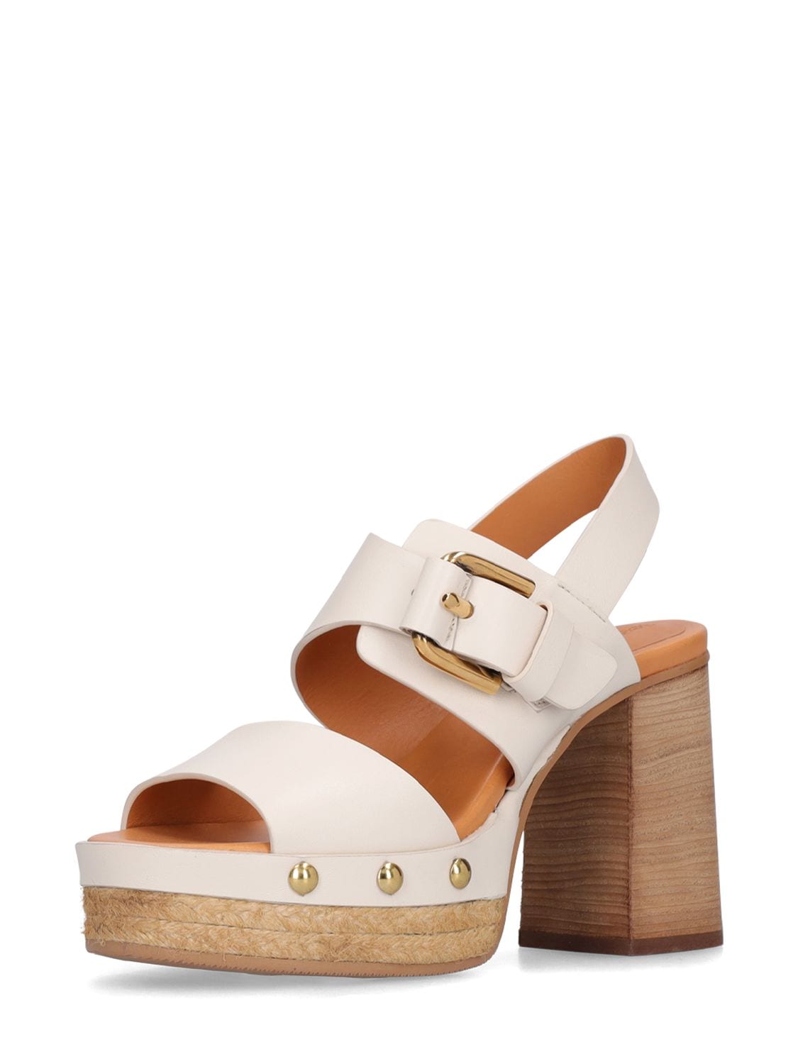 Shop See By Chloé 105mm Joline Leather Platform Sandals In Off White