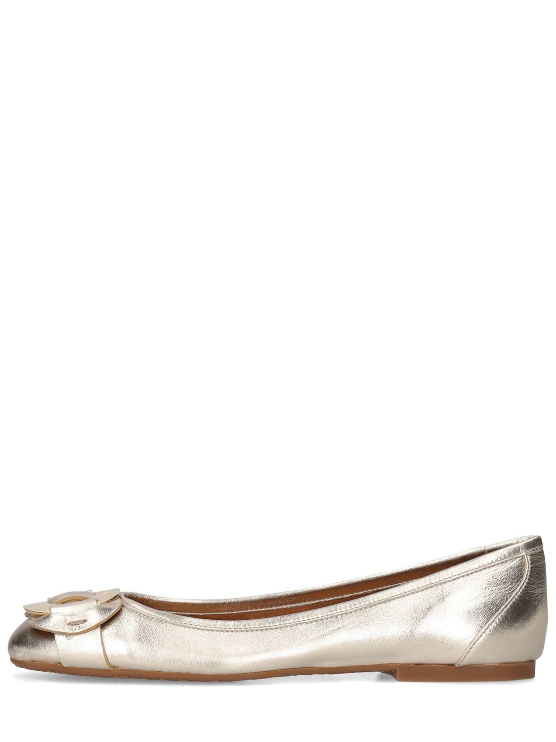 See By Chloé 10mm Chany Leather Ballerina Flats In Light Gold
