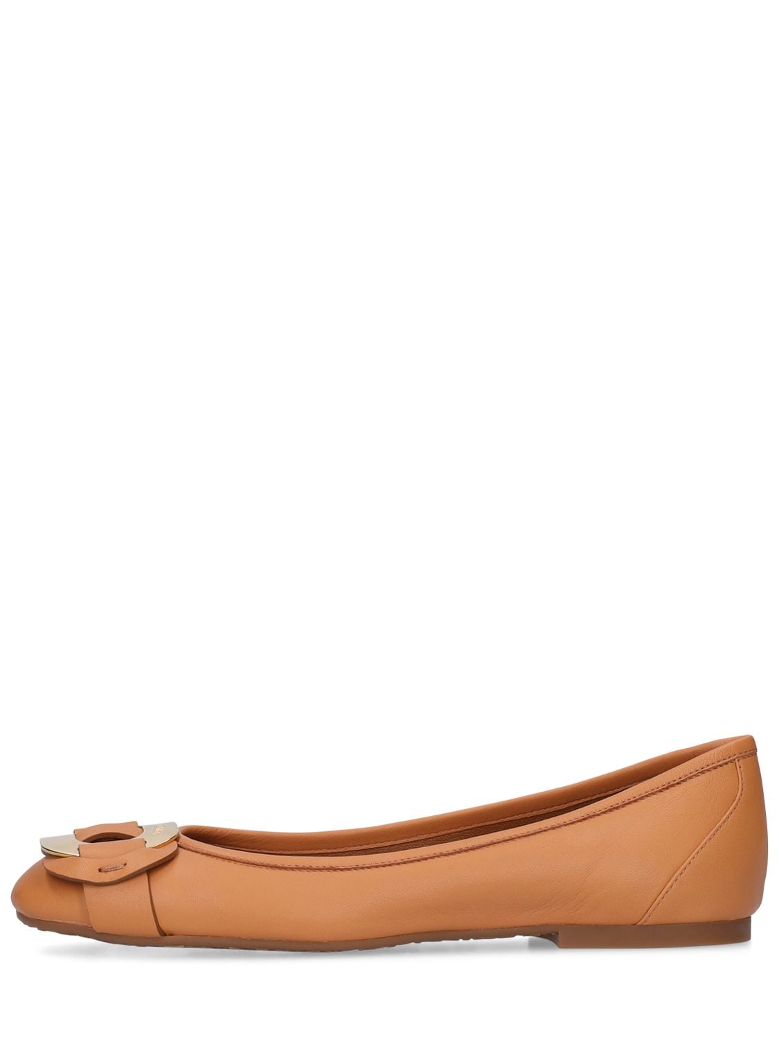 Shop See By Chloé 10mm Chany Leather Ballerina Flats In Tan