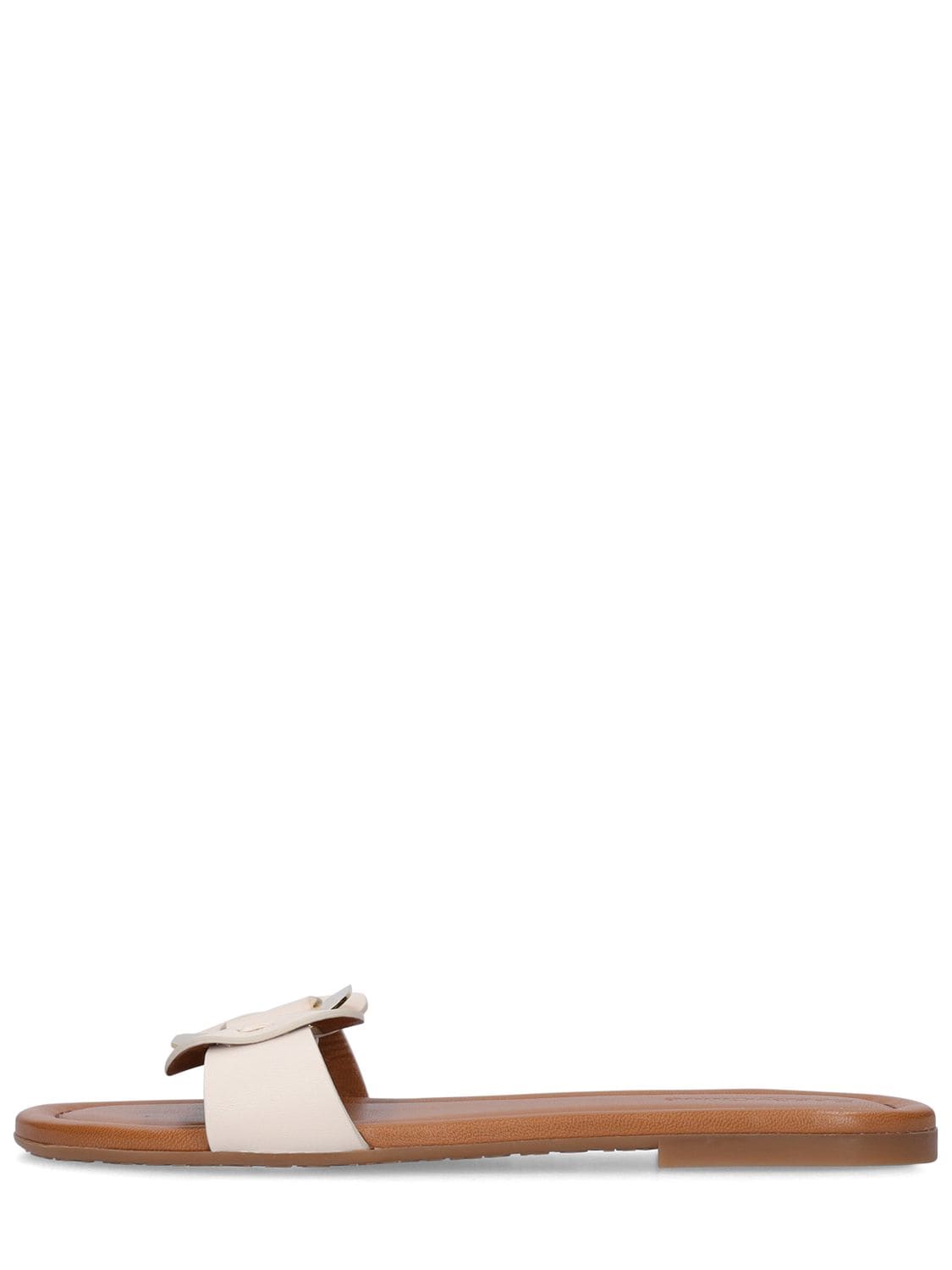 Shop See By Chloé 5mm Chany Leather Sandal Flats In White