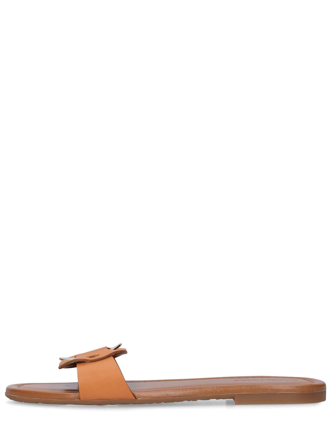 Shop See By Chloé 5mm Chany Leather Sandal Flats In Tan