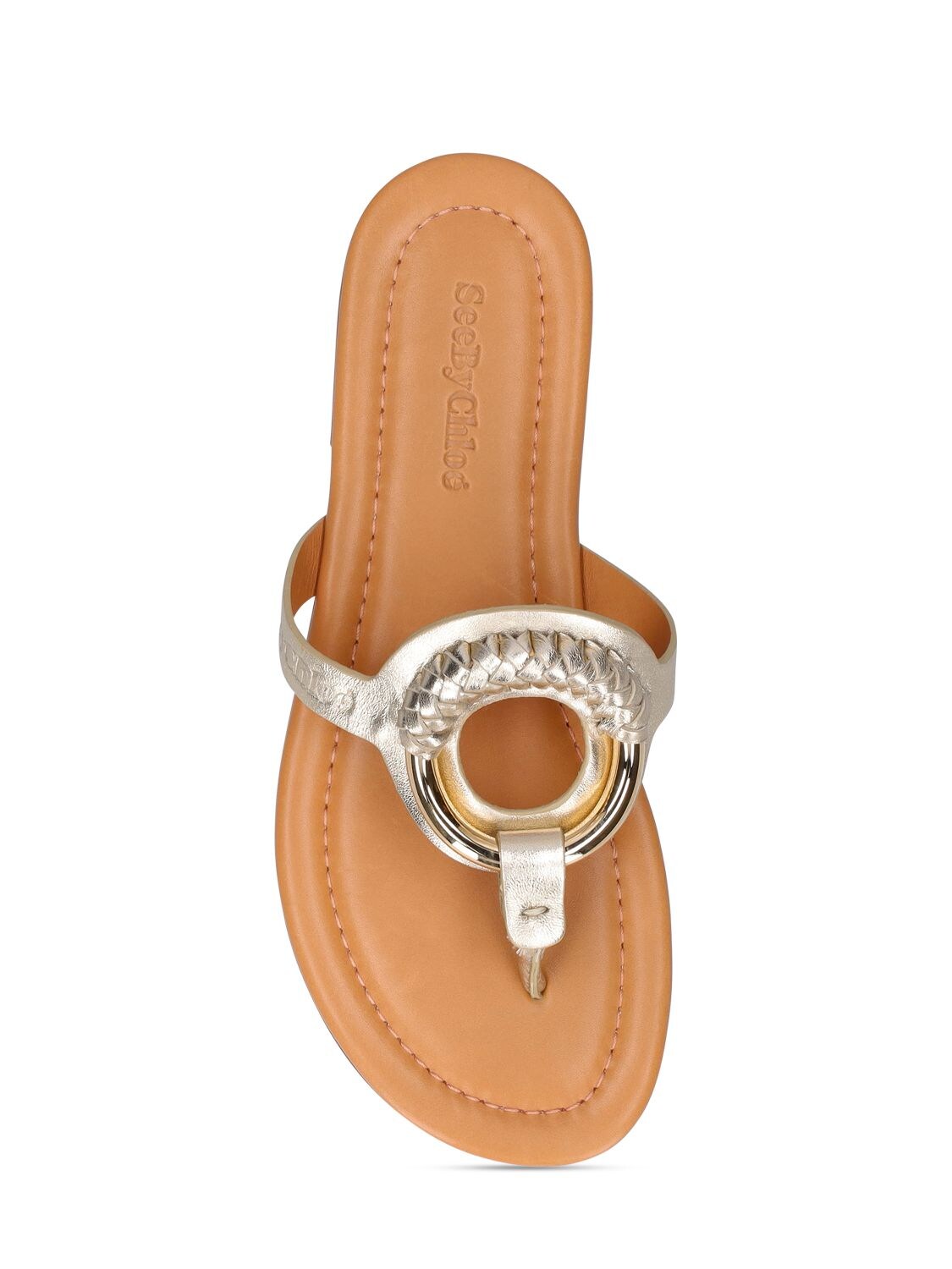 Shop See By Chloé 10mm Hana Leather Sandals In Light Gold
