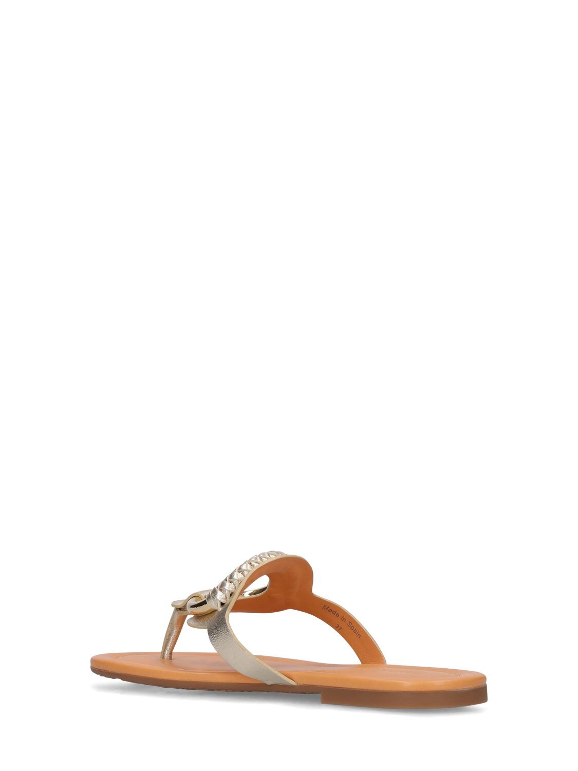 Shop See By Chloé 10mm Hana Leather Sandals In Light Gold
