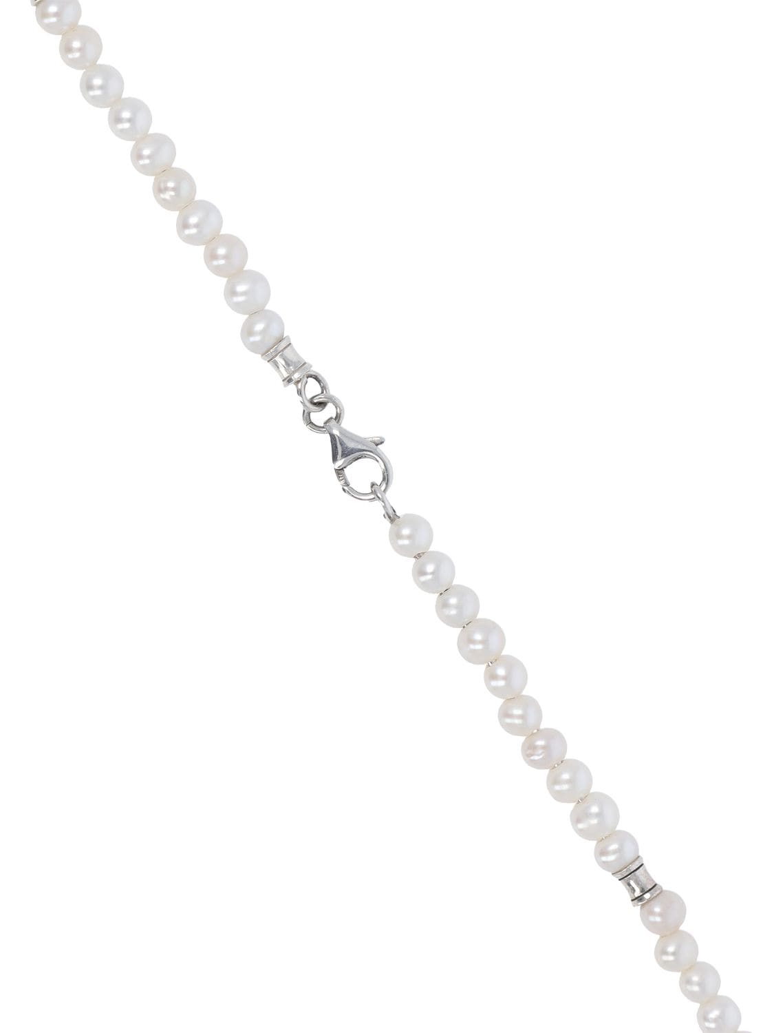 Shop Emanuele Bicocchi Pearl Rosary Small Necklace In Pearl,silver
