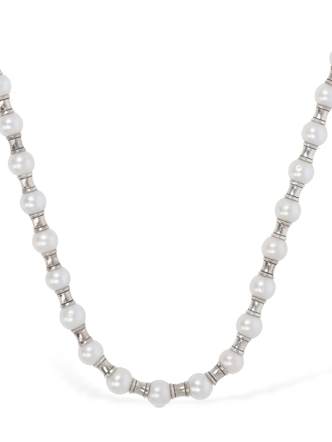 Shop Emanuele Bicocchi Pearl Chain Necklace In Pearl,silver