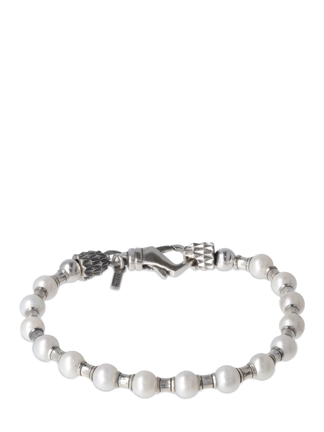 Shop Emanuele Bicocchi Pearl Chain Bracelet In Pearl,silver
