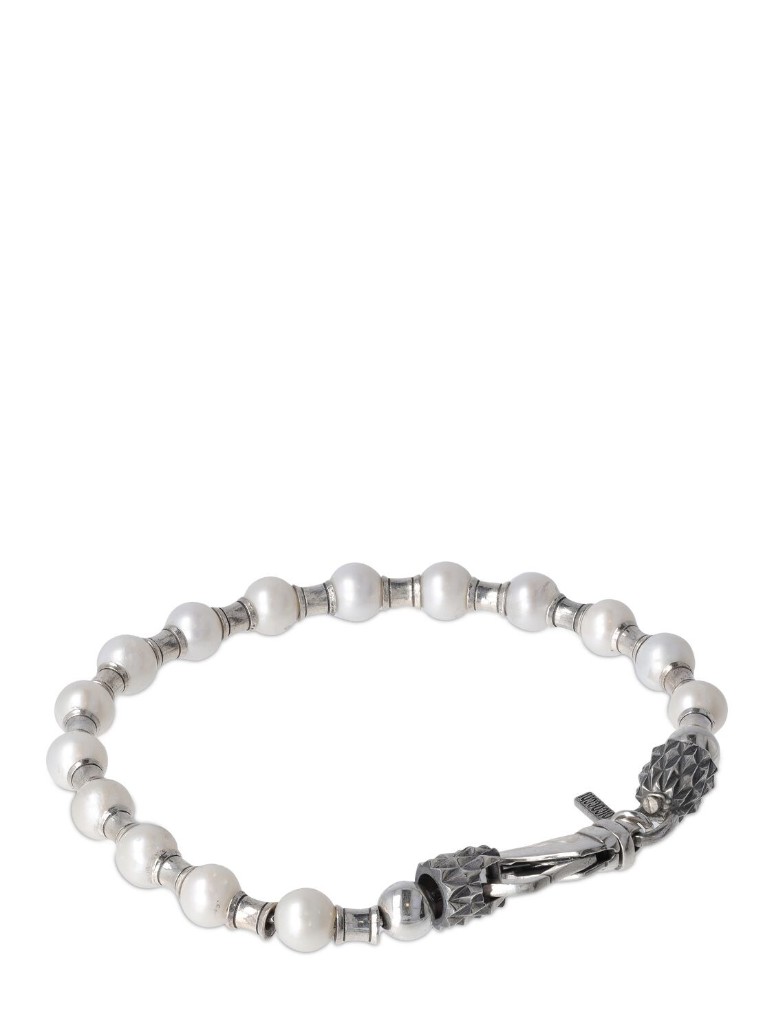 Shop Emanuele Bicocchi Pearl Chain Bracelet In Pearl,silver