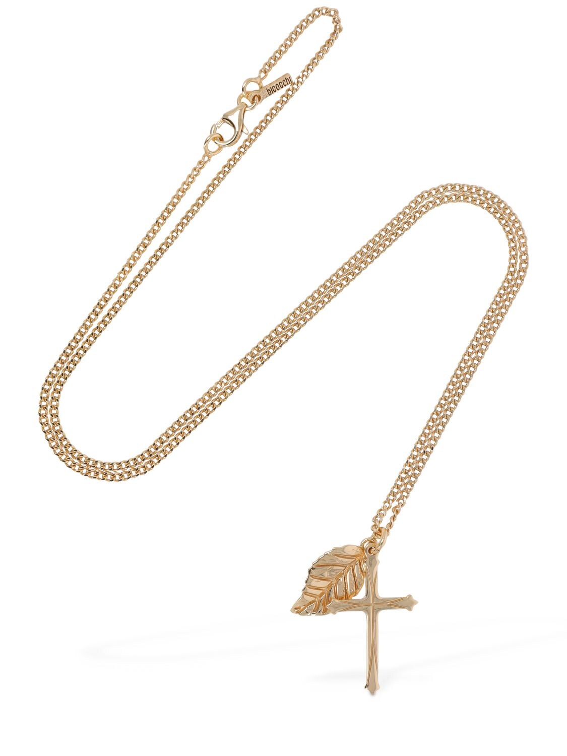 Shop Emanuele Bicocchi Leaf & Cross Charm Necklace In 골드